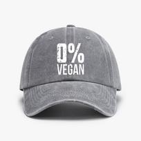 Zero Percent Vegan Funny BBQ Carnivore Meat Eater hat Washed soft top Distressed Denim baseball cap fashion  Adjustable sun hats Adjustable
