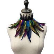 Luxury Gothic Stage Performance Cosplay Props Punk Lace Collar Necklace Neck Wrap Feather Choker įvairiaspalvis