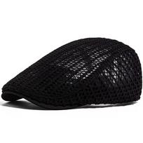 Casual Mesh Beret Hat Weave Sun Visor Flat Hat New Newsboy Cap  Women Men juoda