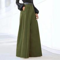 High Waist Summer Cotton Linen Comfy Loose Baggy Palazzo Trousers With Pockets Fashion Elegant Party Pants for Women M žalia