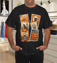 Vintage Halloween Tee Retro Spooky Season Grim Pumpkin T-Shirt Mens Womens Tees Top L