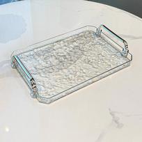 Water Ripple Luxurious Storage Tray Transparent Decorative Tea Cup Tray Household with Handle Rectangular Service Tray