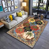 Tropical Palm Tree Pattern Area Rug with Vintage Border Design Suitable for use as an anti-slip for living room bedroom sofas 40x60cm( 15x23in )