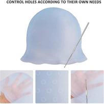 Blue - High Gloss Frosted Cap, Professional Hair Salon Silicone Styling Tool, Frosted Hook Cap for Hair Coloring