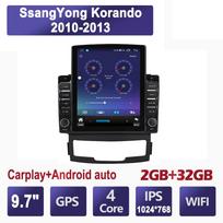 9,7 colio automobilio radijas SsangYong Korando 2010-2013 m. Android 2 DIN Tesla vertikalus ekranas Carplay Automobilio radijas Multimedia grotuvas 2+32GB black