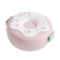 Bento Bowl Donut Shape Heatable with Lid Fork Spoon Plastic Lunch Container for Office School rožinė