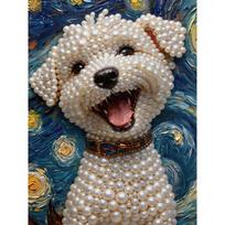 Pearl Painting Kit Cute Little Dog Theme Frameless Handicraft DIY Bedroom Decoration Living Room Wall Art Room Decoration Art Craft Decoration 30x40cm