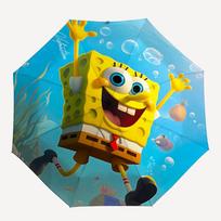 1pc SpongeBob SeaWorld Self-Folding Umbrella, 8-Bone Compact Travel Umbrella, Durable Plastic And Iron Frame089