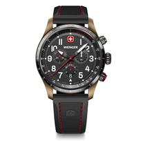 WENGER TERRAGRAPH CHRONO Chronograph Bronze Stainless Steel Case Black Black Black Silicone Quartz 100m Water Terragraph Men's Watch, (316L), Bezel,