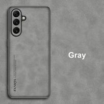 For Samsung M15 5G Case Luxury PU Leather Phone Case For Samsung Galaxy F15 M15 Back Cover Matte Silicone Full Protection Coque For Samsung M15 5G pilka spalva