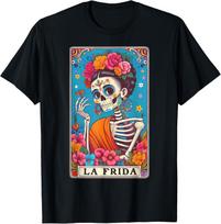 La Frida Tarot Card Dia De Los Muertos Sugar Skull Halloween unisex T-Shirt Mens Womens Tees Top XL