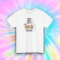 Coffee Teach Repeat Funny Teacher Caffeine Lover Gift T-Shirt Mens Womens Tees Top S-5XL 4XL