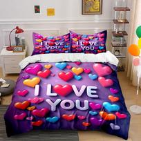 Heart-Shaped Balloon Confession Theme Print Soft Comfortable Duvet Cover Bedding Set Included 1*Duvet Cover 2*Pillowcases EU Twin 135X200cm&set