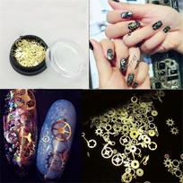 100pcs 3D DIY Steampunk Mechanical Component Gear Wheel Nail Art Decoration Tips balta