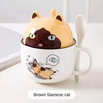 350ml Kawaii Shiba Inu Mug Cute Cartoon Ceramics Mug With Lid and Spoon Coffee Milk Tea Mugs Breakfast Cups Drinkware Gifts 301-400ml