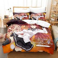 The Testament Of Sister New Devil Bedding Set Cartoon Anime Three-Piece Set Adult Kid Bedroom Duvetcover Sets 3D Bikini Girl Bed EU single(135x200cm)