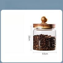 Food grade glass sealed jar wooden lid moisture-proof jar glass storage jar home tea jar wholesale storage jar