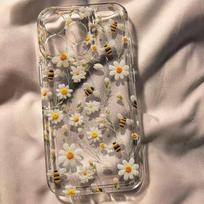 Permatomas telefono dėklas su bičių ir ramunėlių raštu, tinkamas iPhone17 16 15 14 13 12 11Pro/Max/Plus, apsaugantis nuo kritimo ir smūgių, galinis dangtelis iPhone 15PROMAX gryna