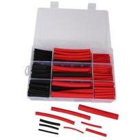 ABBY-540Pcs 3: 1 Shrink Ratio Dual Wall Adhesive Lined Heat Shrink Tubing Tube 6 Size 2 Color KIT Black Red