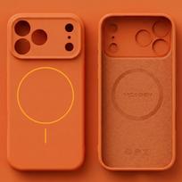 Liquid Silicone Magnetic Phone Case For iPhone 17 Pro Max 16 15 14 13 Pro Max For Magsafe Wireless Charge Solid Color Soft Cover iPhone 16 Pro Max oranžinė