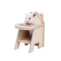 Handmade Hamster Dining Chair Cartoon Mini Feeding Chair Wooden Hamster Chair  Small Animal Habitat S chaki