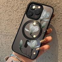 Jade Orchid Magnetic Phone Case Suitable for iPhone 17 16 15 14 13 Pro/Max/Plus Anti Drop Transparent Protective Case iphone 16PRO