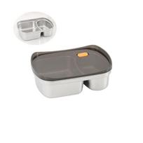 Large Capacity Stainless Steel Lunch Box 2/3 Compartment Divided Lunch Plate  for Travel 2 Grid Black