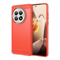 For OnePlus 13 Case Cover OnePlus 13 12 12R Fundas Coque Shell Shockproof Soft silicone Carbon Fiber Phone Bumper OnePlus 13 For OnePlus 13 raudona