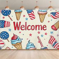 2D Cute Watercolor 4th of July Sweets Backdrop for Summer Events 47.2x31.5inch/120*80cm