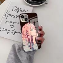 Darling Zero Two Phone Case Luxury Brief Silver Case For IPhone17 Air16 15 14 Plus 13 11 12 Pro Max Electroplating Cover iPhone 16 Plus