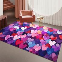 Watercolor Heart Area Rug Romantic Colorful Non Slip Floor Mat Valentine's Day Decor Carpet for Living Room Bedroom Light Luxury 40x60CM