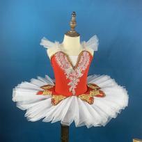 Children's ballet tutu little swan dance skirt tulle tutu skirt girls performance costume kids show outfit 100 raudona