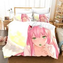 Anime Darling In The Franxx 02 Zero Two Duvet Cover Bedding Set Double Twin Full Queen King Adult Kids Bedclothes Quilt Cover 135x200cm