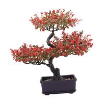 Artificial Bonsai Tree Artificial Plant Gifts Multipurpose Faux Ornament for Tabletop Wedding Bookshelf Living Room Bathroom raudona