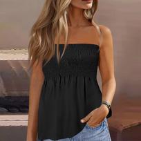 Tube Tops for Women Smocked Strapless Bandeau Tank Tops for Women Casual Backless Strapless Top Women's Floral Tube Tops for Summer L juoda