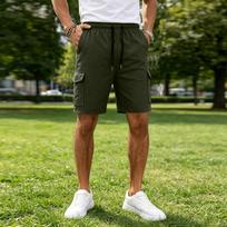 Men's Multi Pocket Cargo Shorts Loose Fit Gym Shorts Casual Sportswear Drawstring Waist Mid Length Shorts XXL