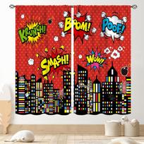 Comic Book Curta Boom Smash Pow Print For Kids Room Game Room Window Superhero Decor 53x116cm 2pc21x46in