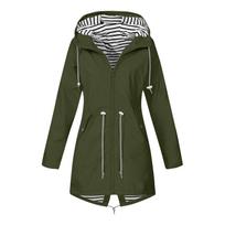Women's Red Raincoat with Hood Lightweight, Packable, and Stylish Long Raincoat for Women Perfect for All Seasons L armijos žalia spalva