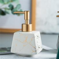 ABBY-260Ml Bathroom Luxury  Marble Soap Dispenser Shower Gel Shampoo Water Bottle Square Lotion Press Bottle juoda