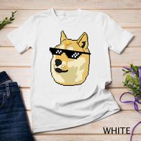 Doge In Deal With It Glasses Pixel Shiba Inu Unisex T-Shirt Mens Womens Tees Top L
