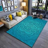 Blue Mandala Pattern Carpet, Bohemian Floral Design for Living Room Suitable for use as an anti-slip for living room bedroom sofas 40x60cm( 15x23in )