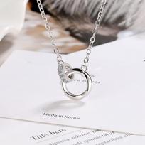 S925 Sterling Silver Full Diamond Zircon Simple Möbius Ring Clavicle Chain Women's Necklace sidabras