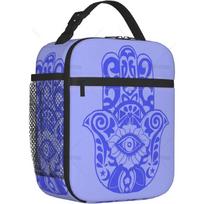 Golden Fatima Hands Insulated Lunch Bag Reusable Thermal Lunch Tote Bag with Zipper and Pocket for Work Outdoor Travel Picnic 26x21x11CM smėlis