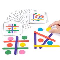 Vaikų Montessori dėlionė medinė 3D dėlionė Tangram lazdelė, geometrinė žiedo forma, tinkanti vaikų ankstyvojo ugdymo žaislai mažiems vaikams