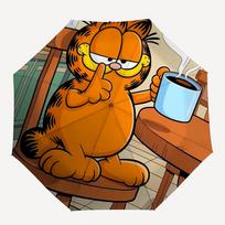 1pc Garfield Coffee Automatic Umbrella   8 Rib Portable Folding Black Iron Frame for Outdoor, Beach, Travel, Beach Umbrella 150