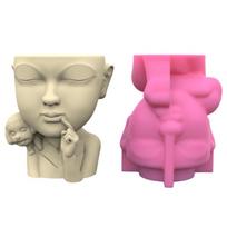 Portrait Gypsum Silicone Mold Diy Succulents Concrete Flower Pot Vase Plaster Cement Mold Clay Mold Candle Holder Mold 1