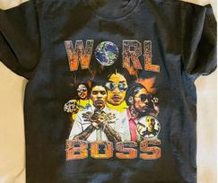 Vintage Vybz Kartel Worl Boss T-shirt Black Short Sleeve All Sizes S-5XL Unisex T-Shirt S
