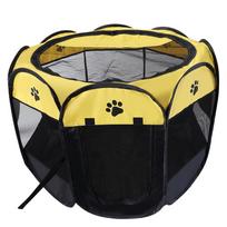Foldable Octagonal Pet Tent: Thickened, Warm Dog Fence & Cat Birthing Room Small 74x74x43cm geltona