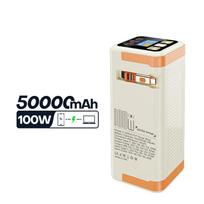 QOOVI 50000mAh Power Bank PD 100W Fast Charging Portable Large Battery Capacity Power Station For iPhone Laptop Samsung Xiaomi balta