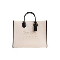 Coach Ace 35 Magnetinis Kabliukas Vidinis Užtrauktuko Kišenė Oda ir Drobė Pirkinių Rankinė Per Petį Crossbody Rankinė Didelė Moteriška tote CR685-B4WRL Basic Set (Bag+Dust Bag)